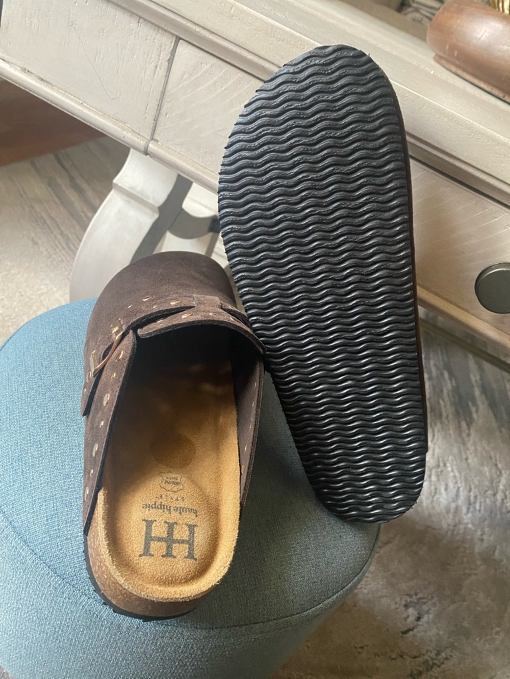 Haute Hippie Brown Suede Studded Slip-On Mules - Picture 3 of 6